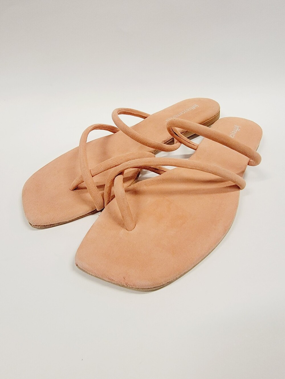 JEFFREY CAMPBELL Peach Rania Strappy Sandal Slide Natural Suede Size 9 NEW